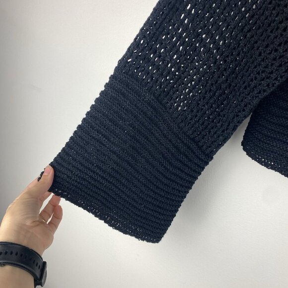 By Anthropologie Women's Loose Knit Shawl Size One Size Black Open Front - Picture 5 of 10